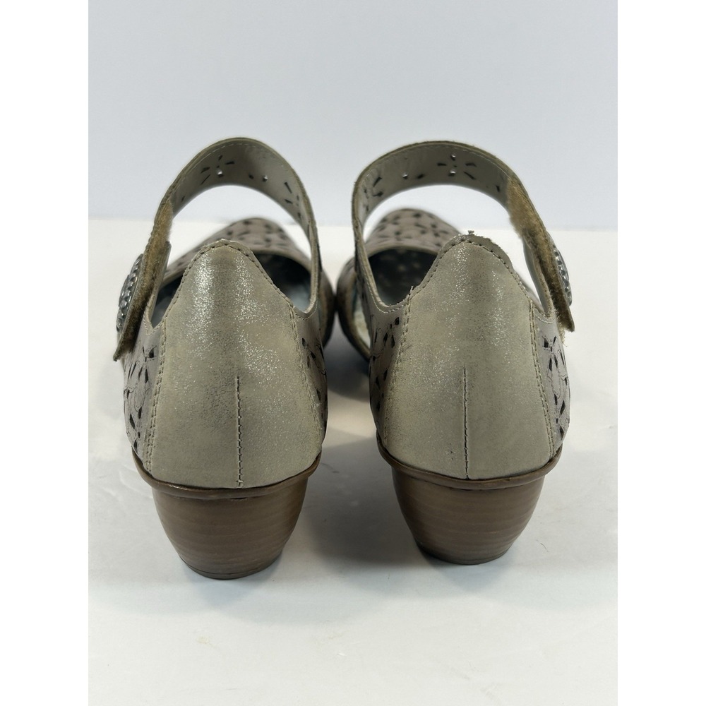 Rieker Antistress Mirjam Taupe Low Heel Mary Jane Leather Shoes-US 7/EU 38 - Picture 4 of 10